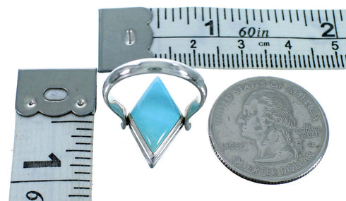 Blue Opal Turquoise Reversible Sterling Silver Ring Size 5-1/2 LX113273